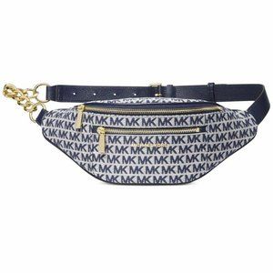 Michael Kors Navy and White Logo Belt Bag